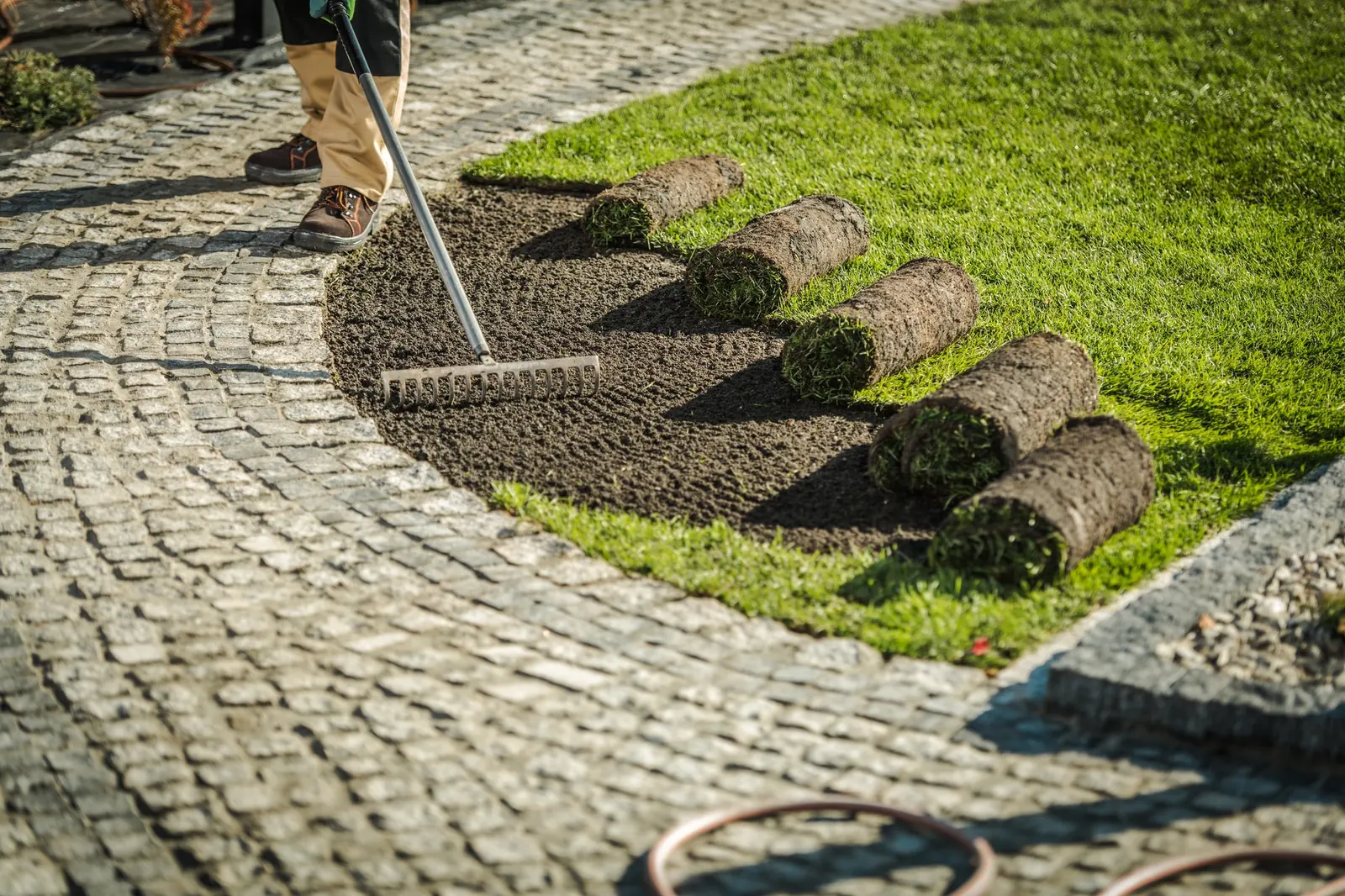Garden grass turf installation